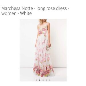 Marchesa Pink and Green Floral Maxi Dress